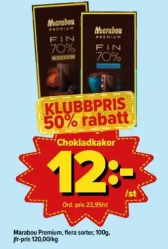 Östenssons Marabou Premium Chokladkakor flera sorter 100g erbjuda