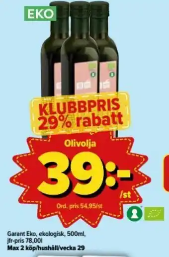 Garant Eko Olivolja 500ml
