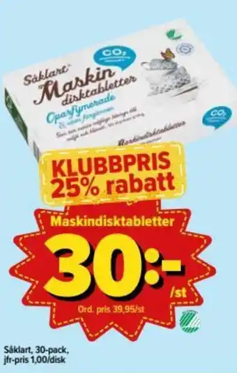 Östenssons Såklart Maskindisktabletter 30-pack erbjuda