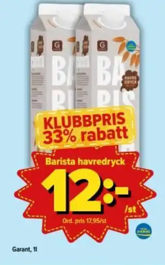 Östenssons Garant Barista havredryck 1l erbjuda