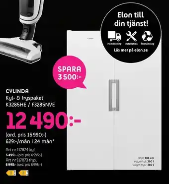 Elon Cylinda kyl- & fryspaket k3285he/f3285nve erbjuda