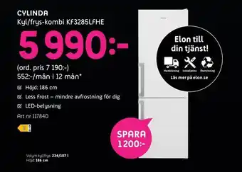 Elon Cylinda kyl/frys-kombi kf3285lfhe erbjuda