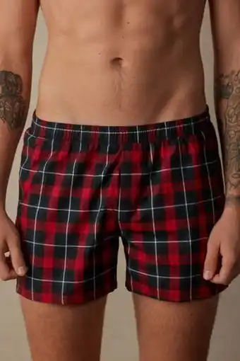 Boxershorts i röd skotskrutig bomull