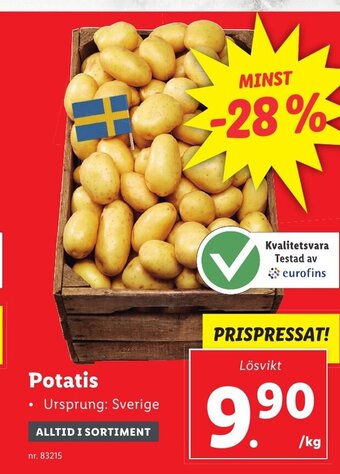 Lidl Potatis erbjuda