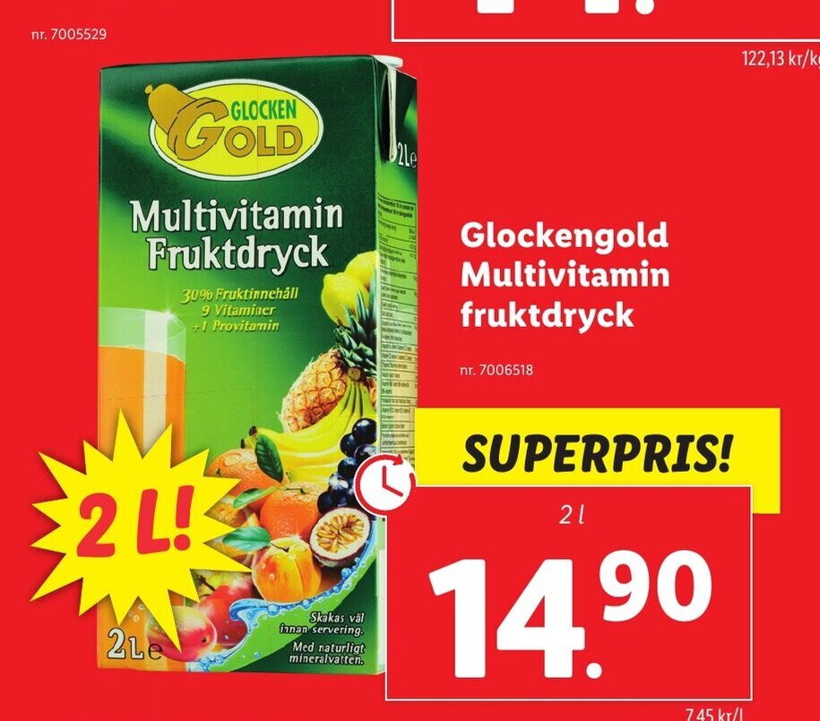 Glockengold Multivitamin Fruktdryck erbjudande hos Lidl