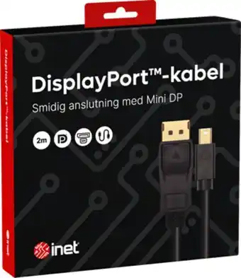 Inet displayport - mini displayport svart 2 m
