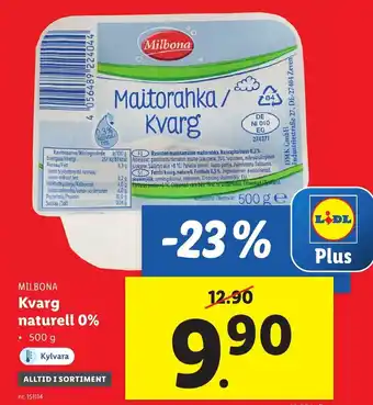 Lidl Kvarg Naturell 0% erbjuda