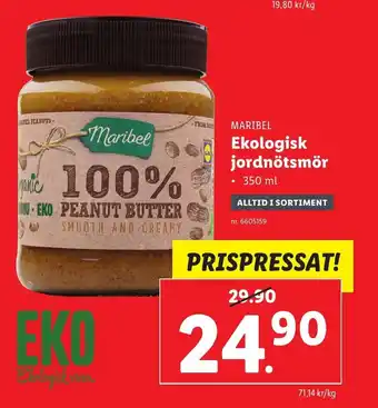 Lidl Ekologisk Jordnötsmör erbjuda