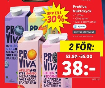 Lidl ProViva Fruktdryck erbjuda