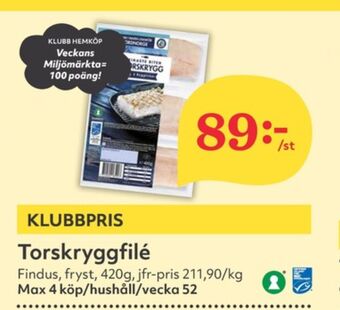 Hemköp Findus torskfilé erbjuda