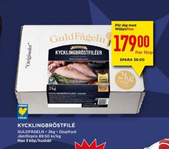 Willys Guldfågeln kycklingbröstfilé erbjuda