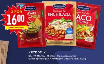 Willys Santa maria taco kryddmix erbjuda