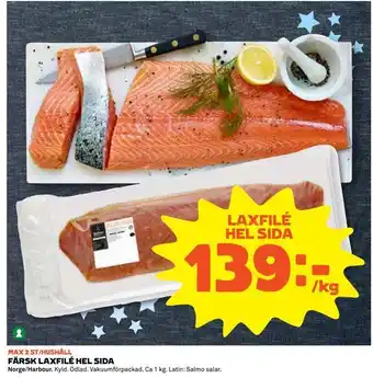 Coop Extra Färsk laxfilé hel sida erbjuda