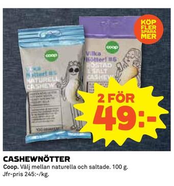 Coop Extra Cashewnötter erbjuda