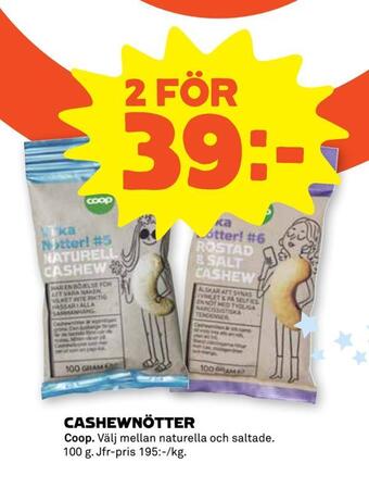 Stora Coop Cashewnötter erbjuda