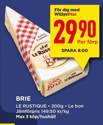 Willys Brie erbjuda