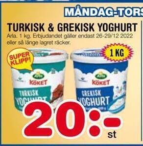 Nya Pulsen Turkisk & grekisk yoghurt erbjuda