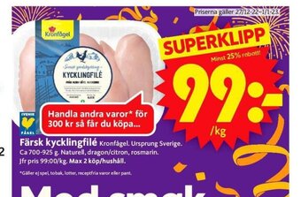 ICA Supermarket Färsk Kycklingfilé erbjuda
