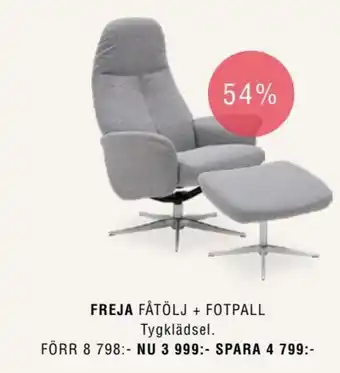 Freja Fåtölj + Fotpall Tygklädsel