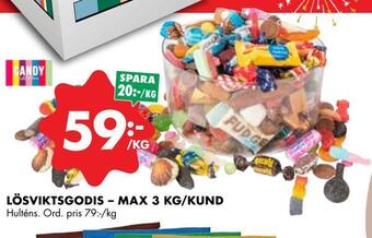 ÖoB Lösviktsgodis - max 3 kg/kund erbjuda