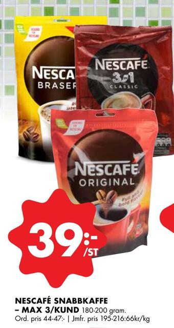 ÖoB Nescafé snabbkaffe - max 3/kund erbjuda