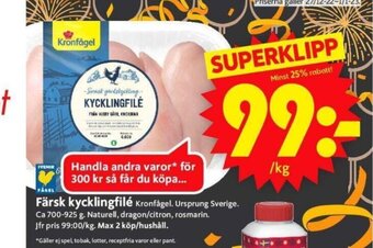 ICA Supermarket Färsk Kycklingfilé erbjuda