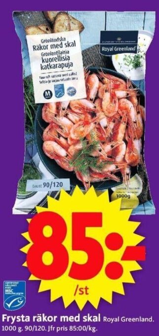 ICA Supermarket Frysta Räkor Med Skal erbjuda
