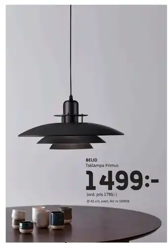 Belid taklampa primus