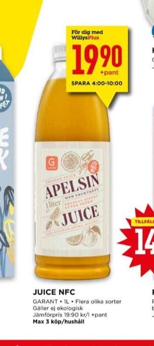 Willys Garant juice erbjuda