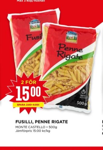 Willys Monte castello pasta sorterad erbjuda