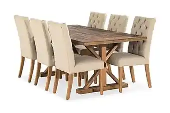Furniturebox Lire förlängningsbart bord 200 natur + 6 jenca stol beige erbjuda