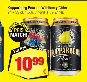 Calle Kopparberg pear el. wildberry cider erbjuda