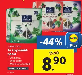 Lidl Lord Nelson Te i pyramid påsar erbjuda