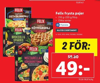 Lidl Felix Frysta pajer erbjuda
