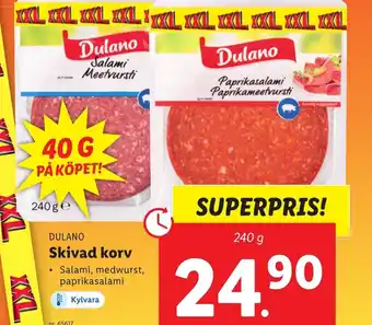 Lidl Dulano Skivad korv erbjuda