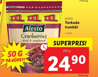 Lidl Alesto Torkade tranbär erbjuda