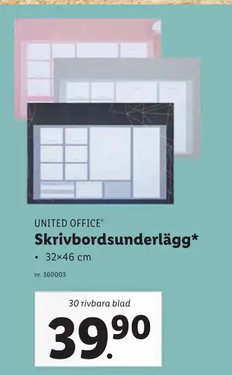 Lidl United Office Skrivbordsunderlägg erbjuda