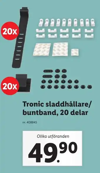Lidl Tronic sladdhållare/ buntband, 20 delar erbjuda