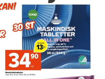 Coop Extra Coop diskmaskintabs erbjuda