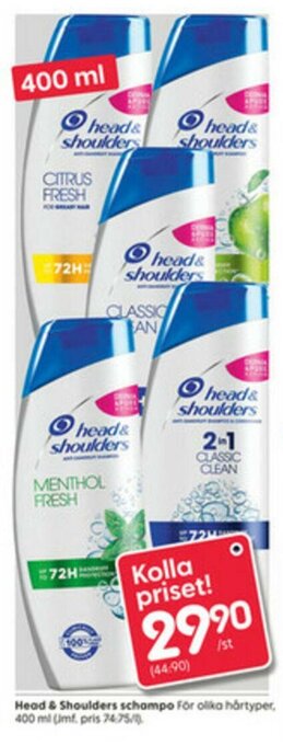 Rusta Head & Shoulders schampo 400ml erbjuda