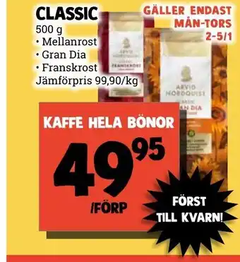 MatArket Kaffe Hela Bönor erbjuda