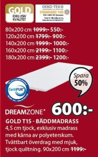 JYSK Gold T15-Bäddmadrass erbjuda