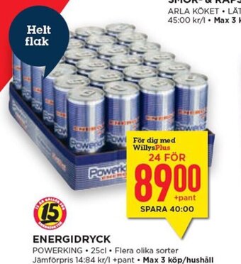 Willys Energidryck erbjuda