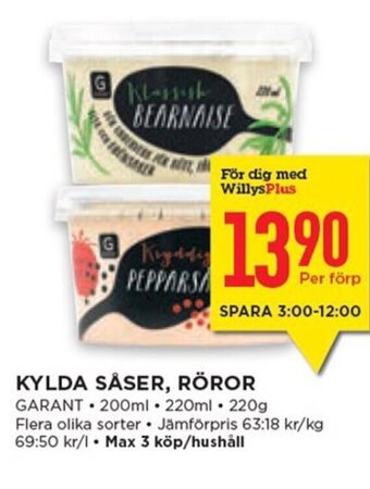 Willys Kylda Såser, Röror erbjuda