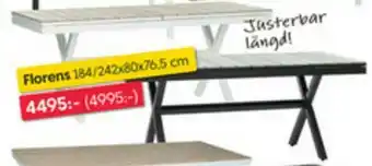 Matbord för Utomhusbruk Florens 184/242 x 80 x 76,5cm