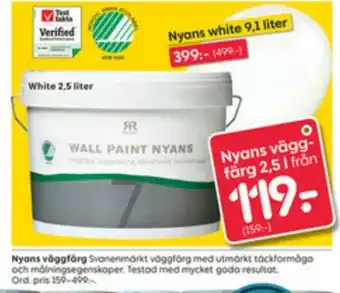 Rusta Nyans väggfärg Nyans White 9,1 liter erbjuda