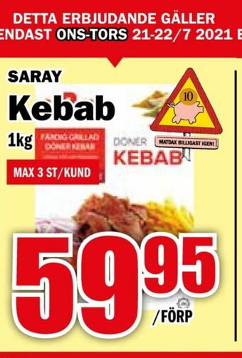 Matdax Saray Kebabkött 1kg erbjuda