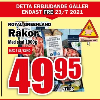 Matdax Royal Greenland Räkor med skal 1000g erbjuda