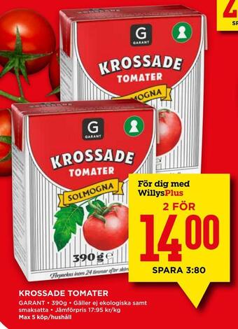 Willys Krossade tomater erbjuda