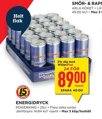 Willys Hemma Energidryck erbjuda